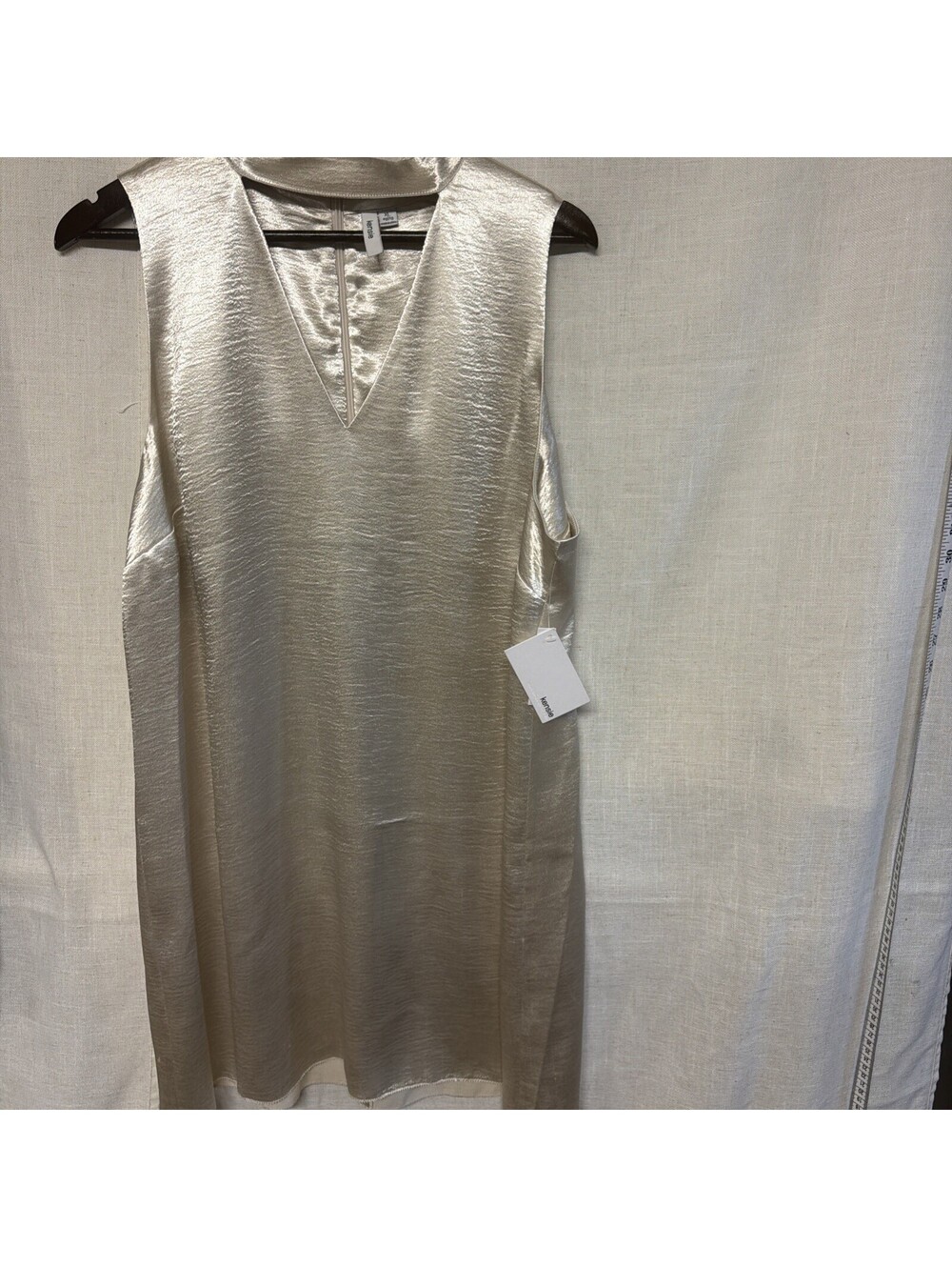 Kensie Metallic Light Gold Choker Neck Shift Dress Size XL